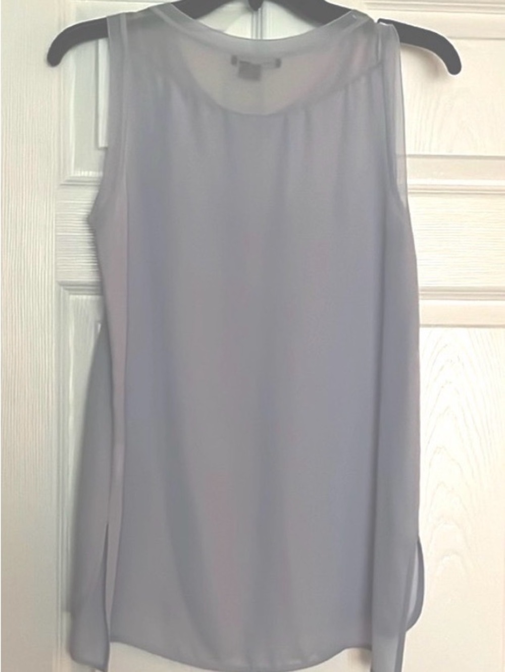 Vince Sleeveless Mesh inset dainty Ice Blue/Gray Silk Blouse